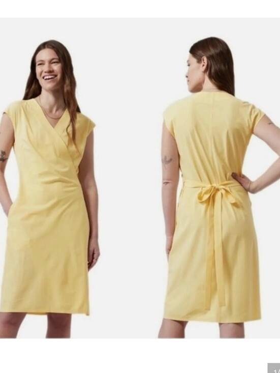Athleta Dresses & Skirts - Athleta Light Yellow Newport Wrap Dress